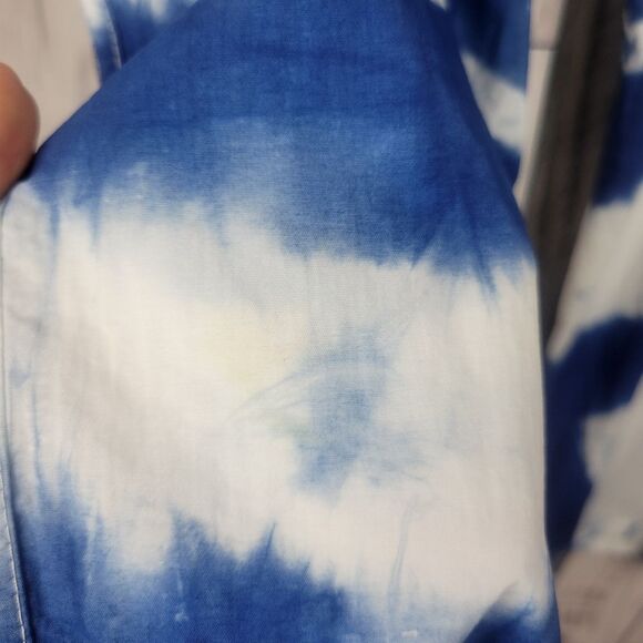Oh My Bod Blue White Wide Leg Tie Dye Cargo Pants Size Medium - Picture 4 of 7